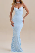 Backless Bodycon Maxi Lace Dress