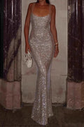 Sparkly Rhinestone Low Cut Mermaid Bodycon Dress