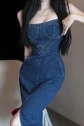 Retro Split Maxi Denim Dress