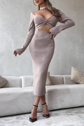 Ruched Knot Slim Fit Maxi Dress