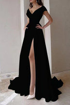 V Neck Ruffle Formal Dress