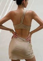 Sable Mirage - One Shoulder Bikini Set with Matching Wrap Skirt