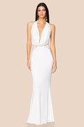 V-Neck Halter Lace Backless Fishtail Party Dress