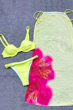 Floral Print Mesh Maxi Three Piece Swim Sets