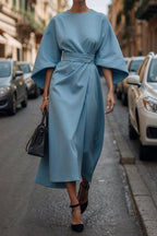 Elegant Solid Color Waist Dress