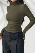 Elegant Fitted Long Sleeve Turtle Neck Knit Top