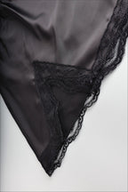 High Waist Lace Panel Slit Office Mini Skirt