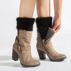 Short Feather Yarn Foldover Boot Cuffs