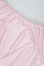 Ruffled Ruching Tiered High Slit Strapless Waist Cinched Prom Dress