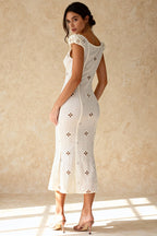 High Waist e Beachwear Bodycon Hollow Out Sundress