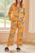 Yellow Zebra Print Home Long-sleeved Two-piece Set