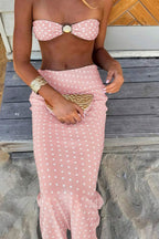 Sexy Polka Dot Mesh Skirt Three Piece Swim Set