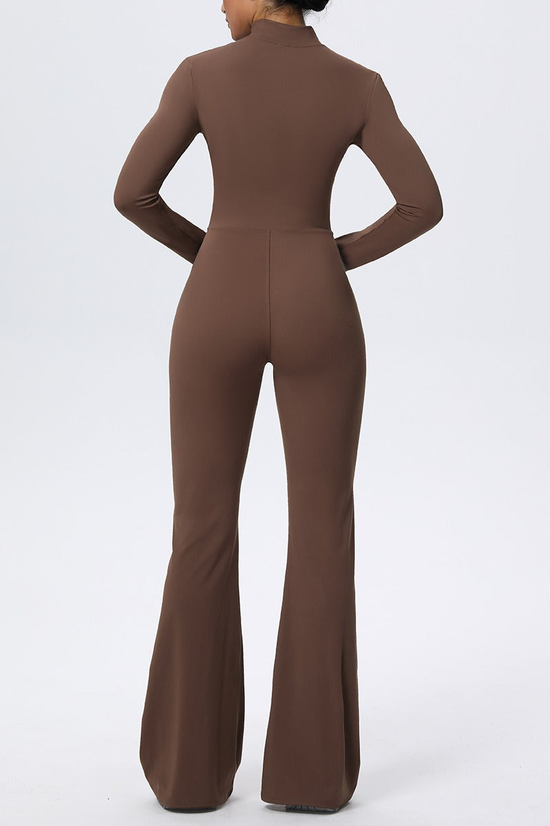 Zipper Cloud Soft Slim Long Sleeve Yoga Jumpsuit