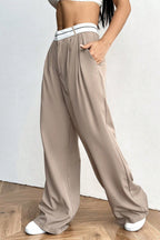 Contrast Comfort Relaxed Wide Leg Pants