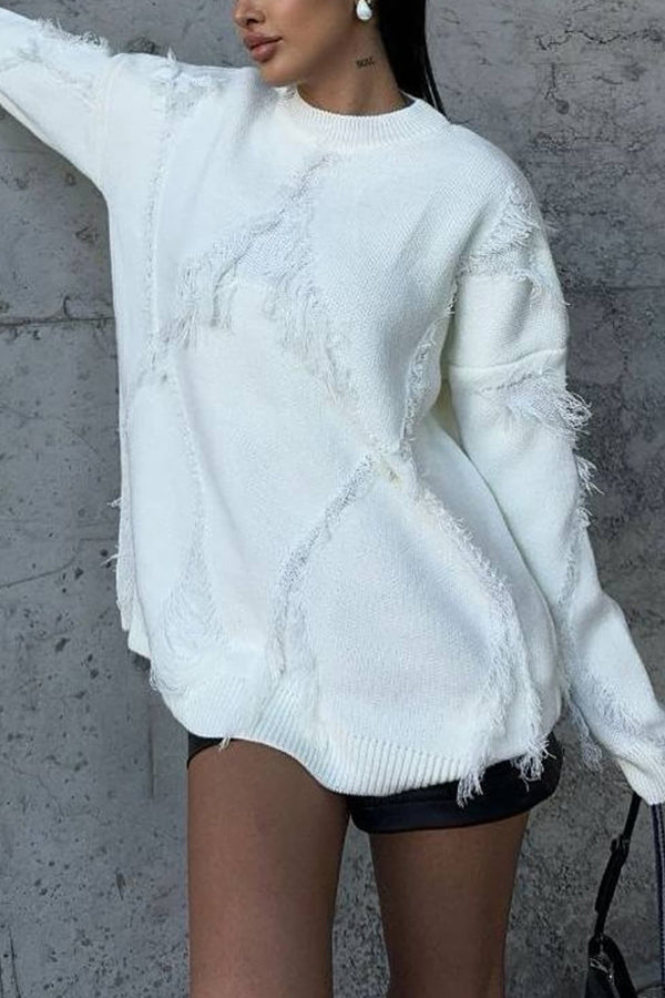 Fashionable Hollow Tassel Loose Sweater
