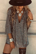 All about Glam Collar Sequin V-neck Half Sleeve Loose Top