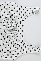 Polka Dot Contrast V Neck Sleeveless Crop Top