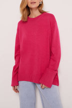 Loose-fitting crew neck wool knitted sweater