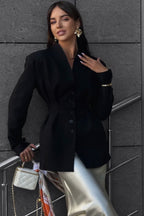Elegant SingleButton Draped Blazer