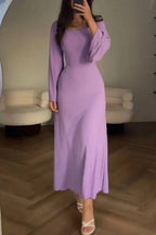 Teodora Minimalist Knitted Dress with Tie Belt Elevated Occasion Wear