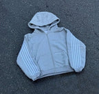 Retro Letter Embroidered Zip Hoodie
