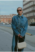 Belted Patchwork Denim Jacket
