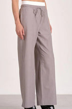 Stripe Patchwork Drawstring Waist Straight Pants