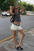 Vintage Inspired Low Waist Pleated Skirt