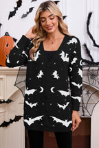 Halloween Bat Jacquard Knit Sweater