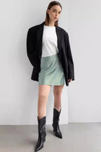 Satin Bias Cut A Line Mini Skirt