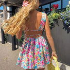 Fiorella Exclusive Summer Floral Skater Dress Evening Wear Edit