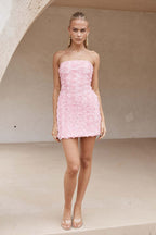 3D Floral Strapless Bodycon Party Dress