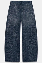 Low Rise Wide Leg Rhinestone Embellished Jeans