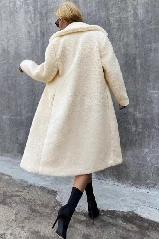 Faux Shearling Double Breasted Overcoat