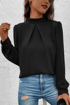 Chic Design Long Sleeve Solid Autumn Elegant Blouse