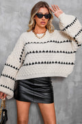 Vintage Striped Round Neck Knit  Sweater