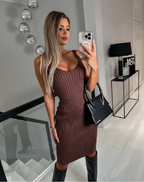 Viviana Minimalist Sleeveless Dress with Free Sweater Evening Wear Edit