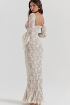 Bodycon Lace Flare Sleeve Maxi Dress