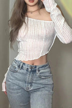 Solid Color Beveled Crop Top