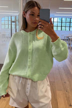 Casual Solid Buttoned Long Sleeve Knit Cardigan