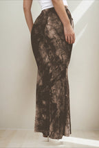 Retro Printed Chic Slim Long Skirt