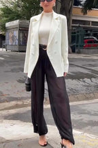 Autumn Avenue Double-breasted Long Sleeve Lapel Loose Blazer