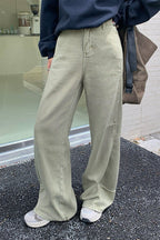 Edgy High Waist Cargo Wide Leg Curved Jeans