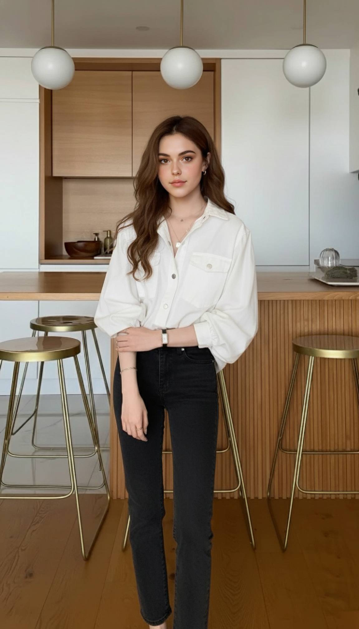 Pleated Long Sleeve Blouse