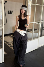 Street Style Loose Fit Spliced Wide Leg Pants