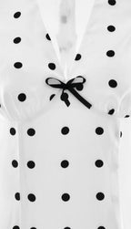 French Style Polka Dot VNeck Bodycon Maxi Dress