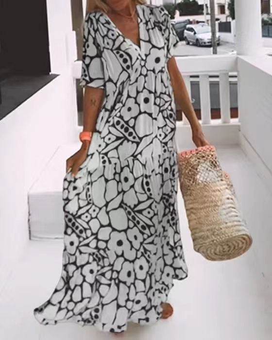 Casual Floral Swing Dress Summer Dress