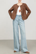 High Waist Stretch Floral Flare Jeans