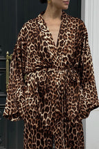 Chic Printed Long-Sleeve Shirt Belted Wide-Leg Pants Two Piece Set