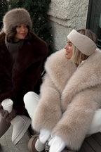 Faux Fox Fur Puffy Collar Coat